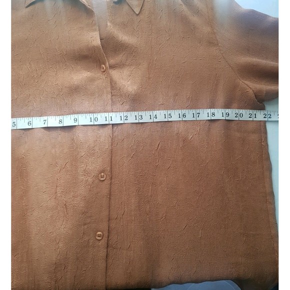 Coldwater Creek Blouse Size Medium Top Brown long Sleeve button down texture - Picture 9 of 12